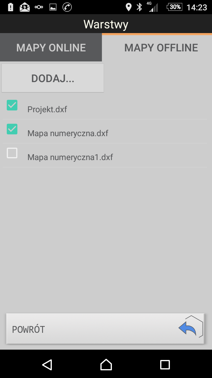 Warstwy > Mapy Offline